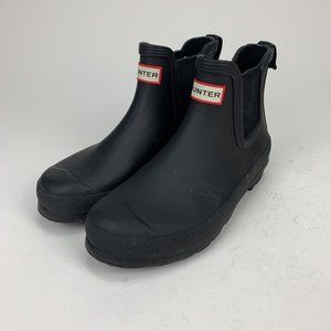 Hunter Womens Chelsea RainBoots Black Rubber 8
